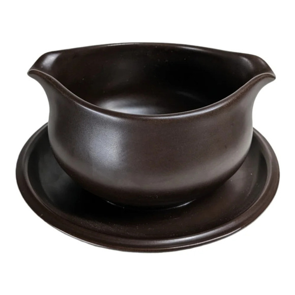 Noritake Folkstone Genuine Stoneware Sugar/Soup/Jam  Bowl, Brown - Picture 2 of 5